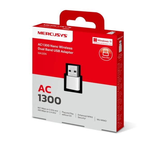Mercusys MA30N AC1300 Wireless Nano Dual Band USB Adapter