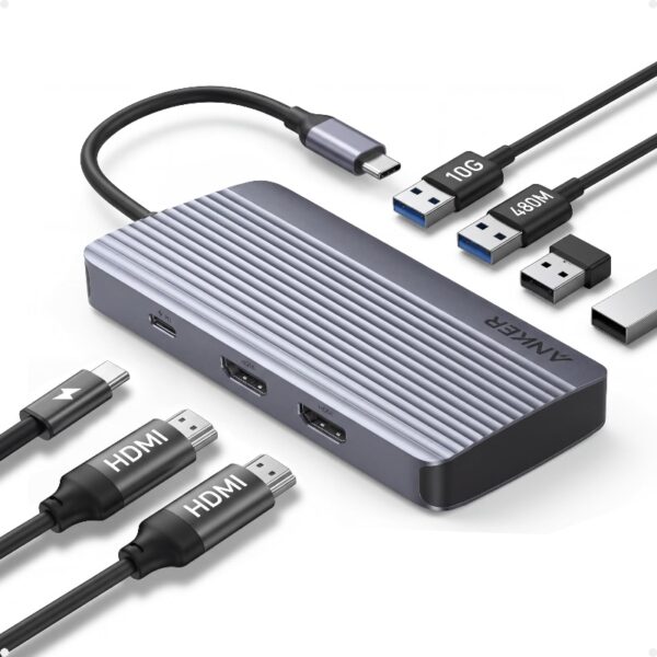 S13979-2456 Anker USB-C Data Hub (7-in-1, Dual Display) Black