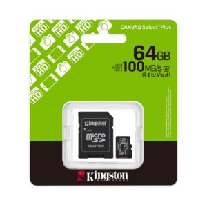 Kingston MicroSD Canvas Select Plus Memory Card 64GB Class10 TB