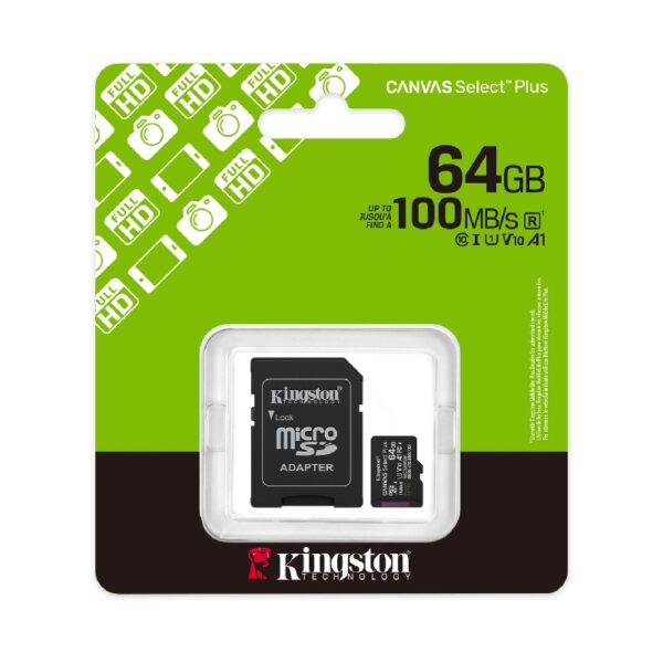 S16034-2158 Kingston MicroSD Canvas Select Plus Memory Card 64GB Class10 TB