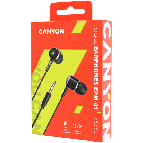 S16285-2849 CANYON headphones EPM-01 Mic 1.2m Black
